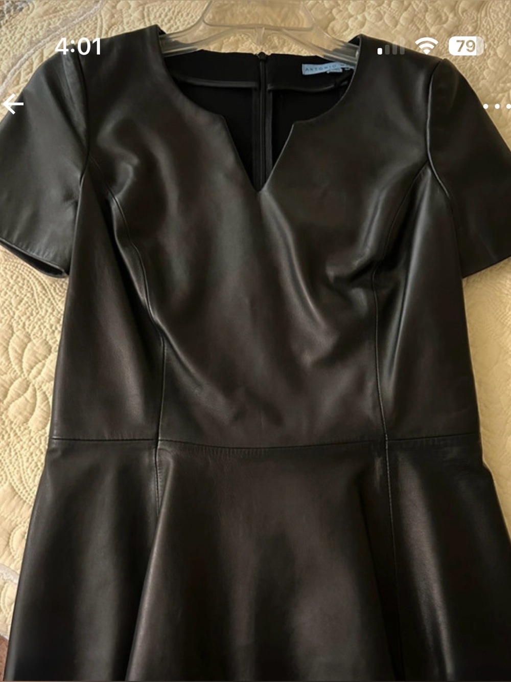 Antonio Melani Leather peplum top size small